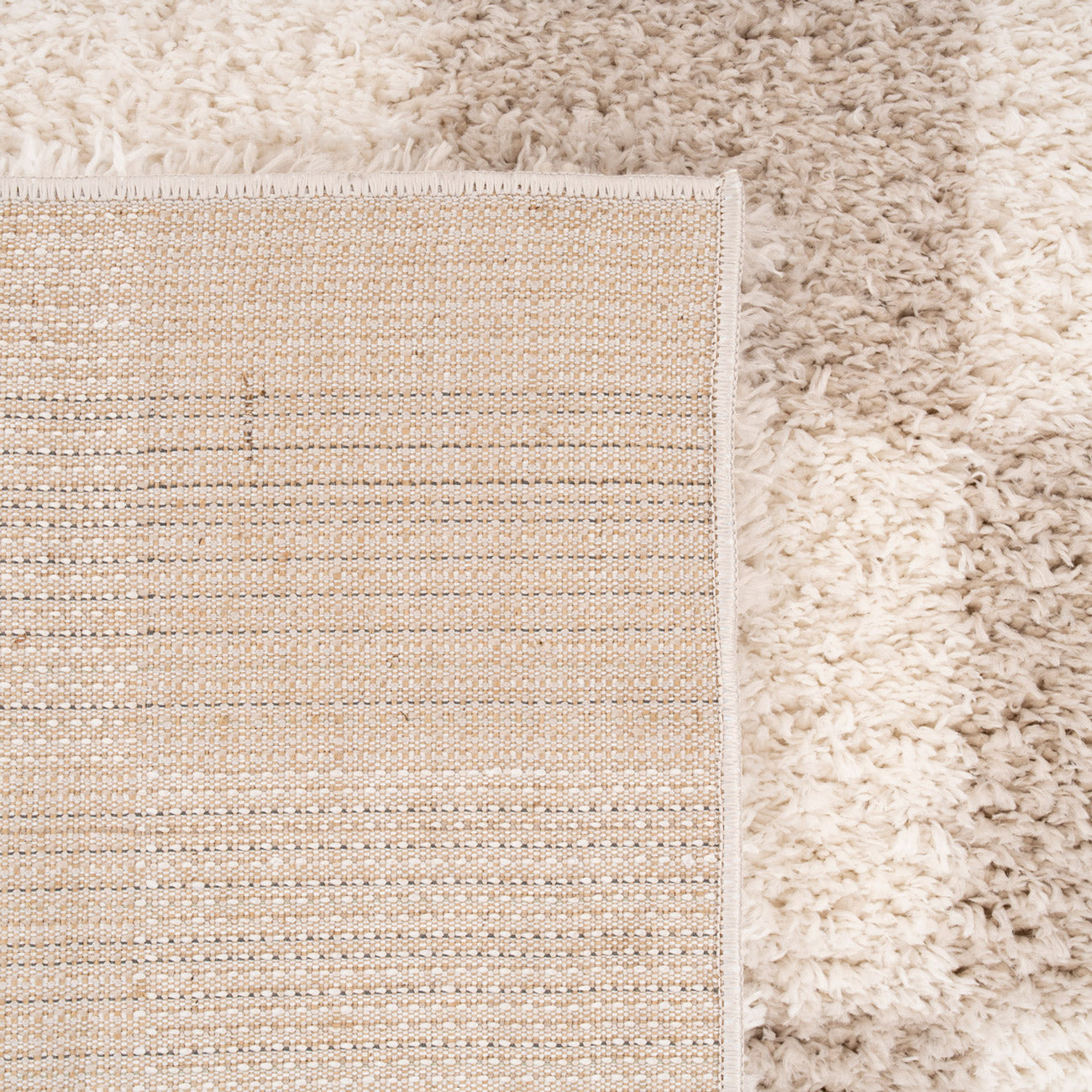 Soft Beige Checkerboard Shaggy Runner - Konnie
