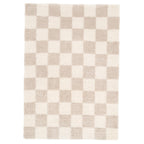 Soft Beige Checkerboard Shaggy Rug - Konnie