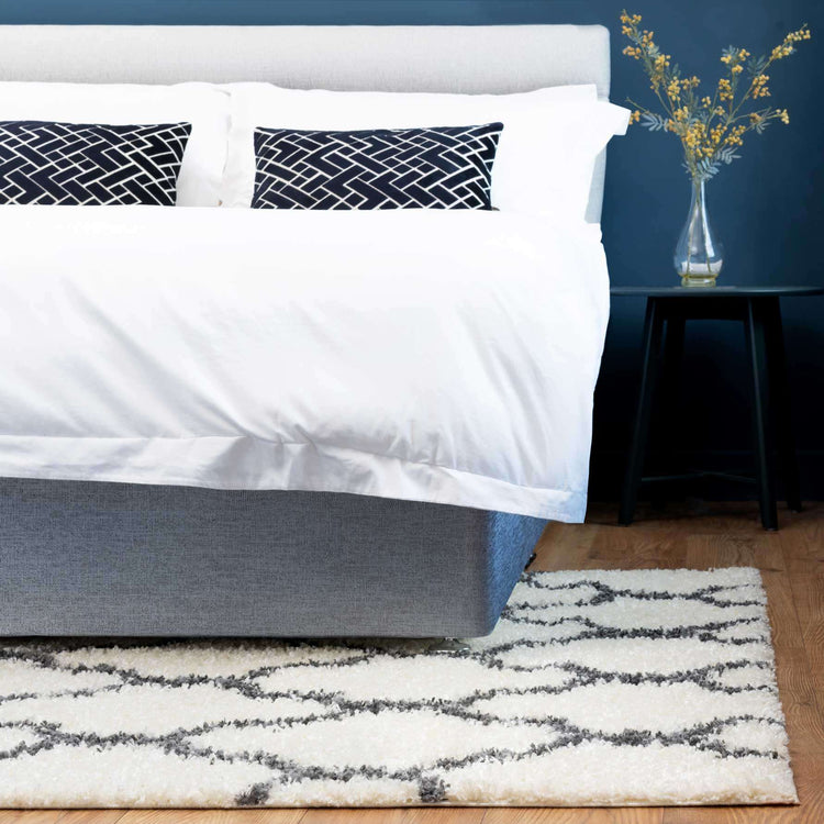 Cream Moroccan Trellis Shaggy Runner Rug