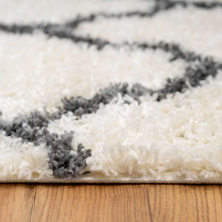 Cream Moroccan Trellis Shaggy Runner Rug