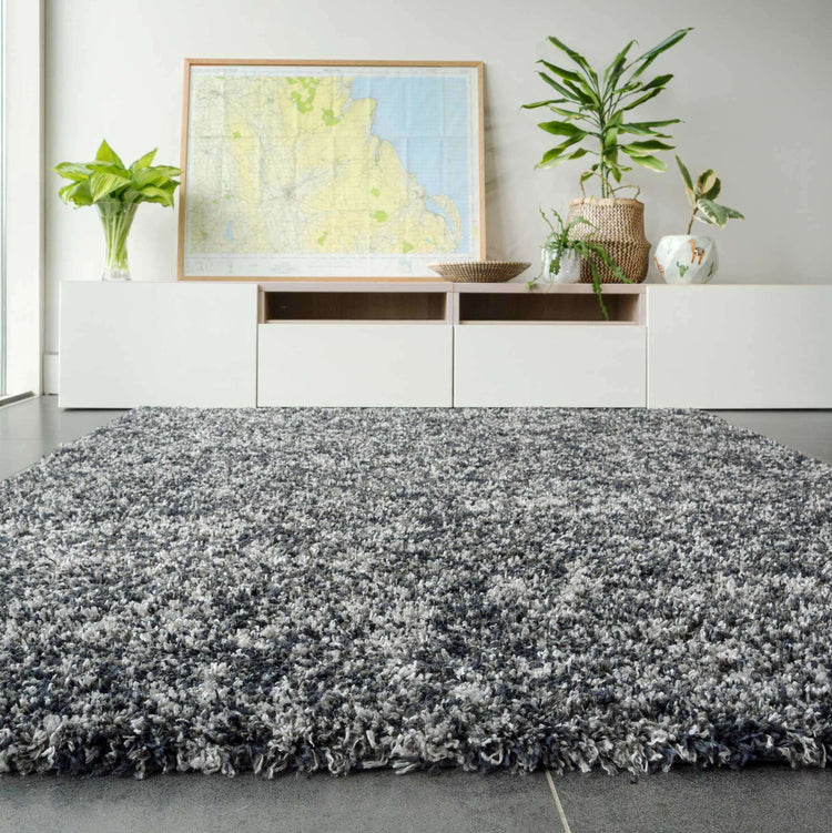 Soft Mottled Grey Shaggy Area Rug
