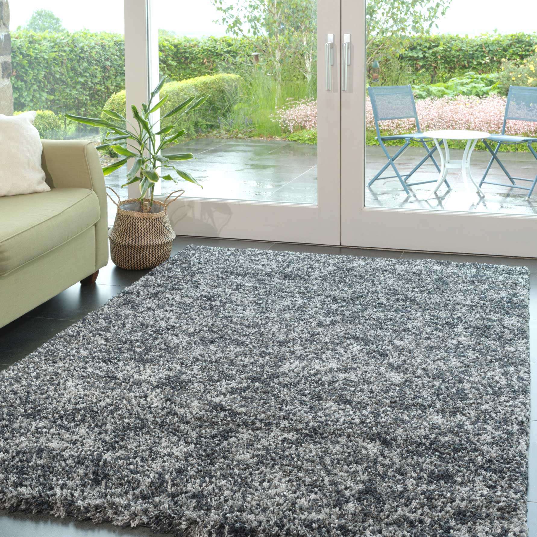 Soft Mottled Grey Shaggy Area Rug
