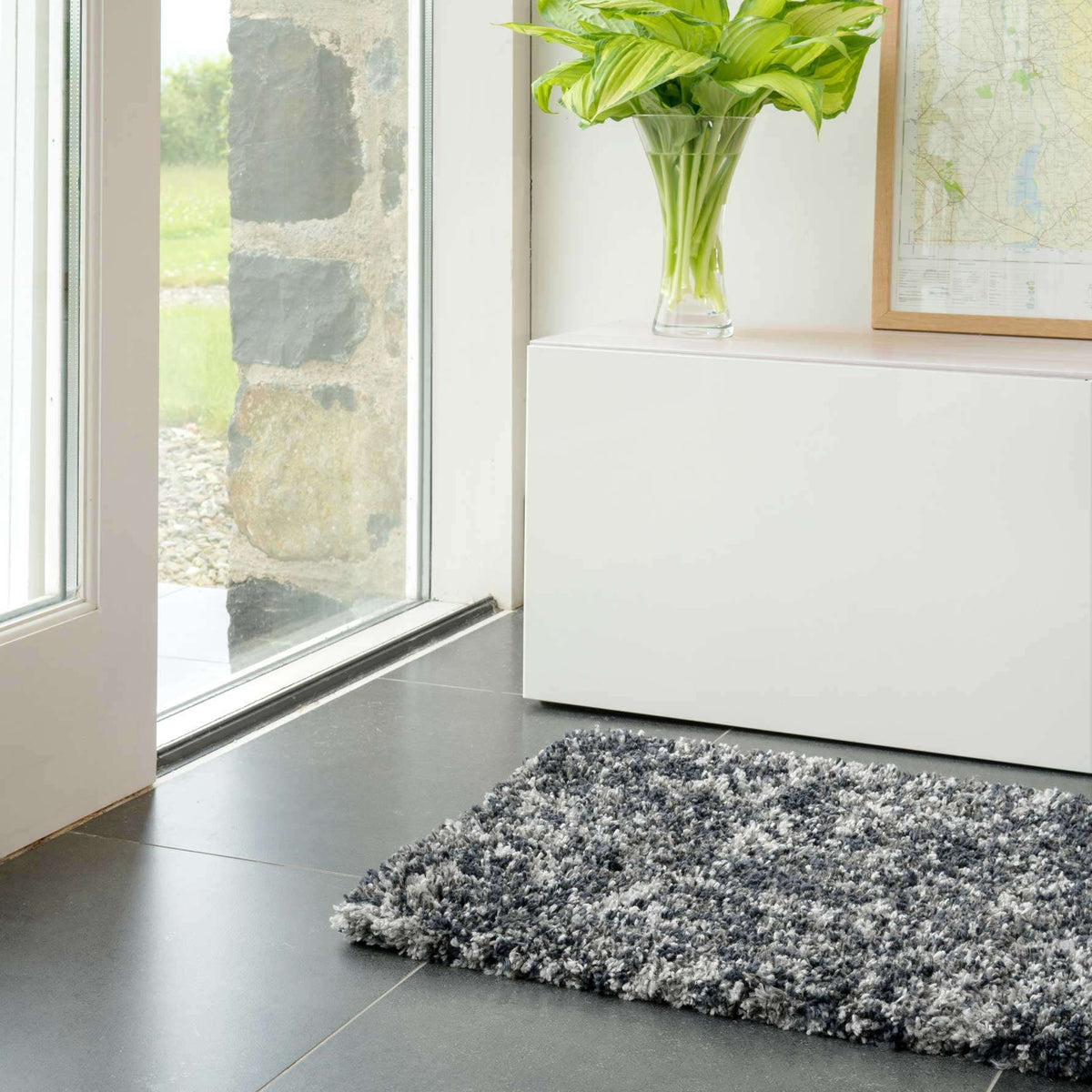 Soft Mottled Grey Shaggy Area Rug