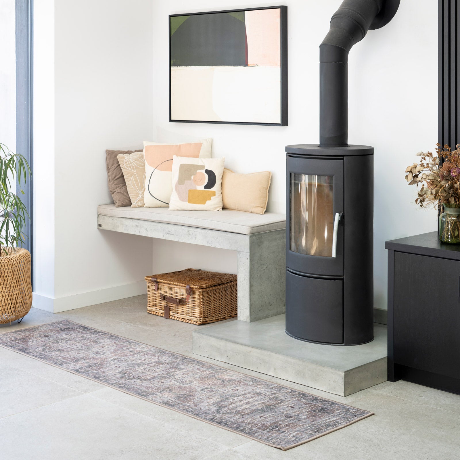 Washable Vintage Green Jute Style Rug - Cova