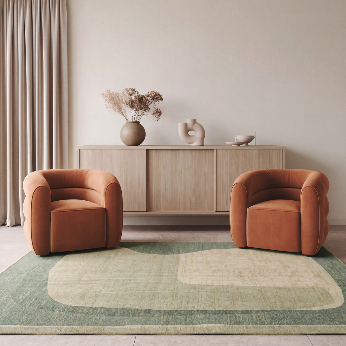 Washable Geo Blue Rug - Boone