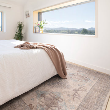 Washable Greige Blue Jute Style Rug - Ruah