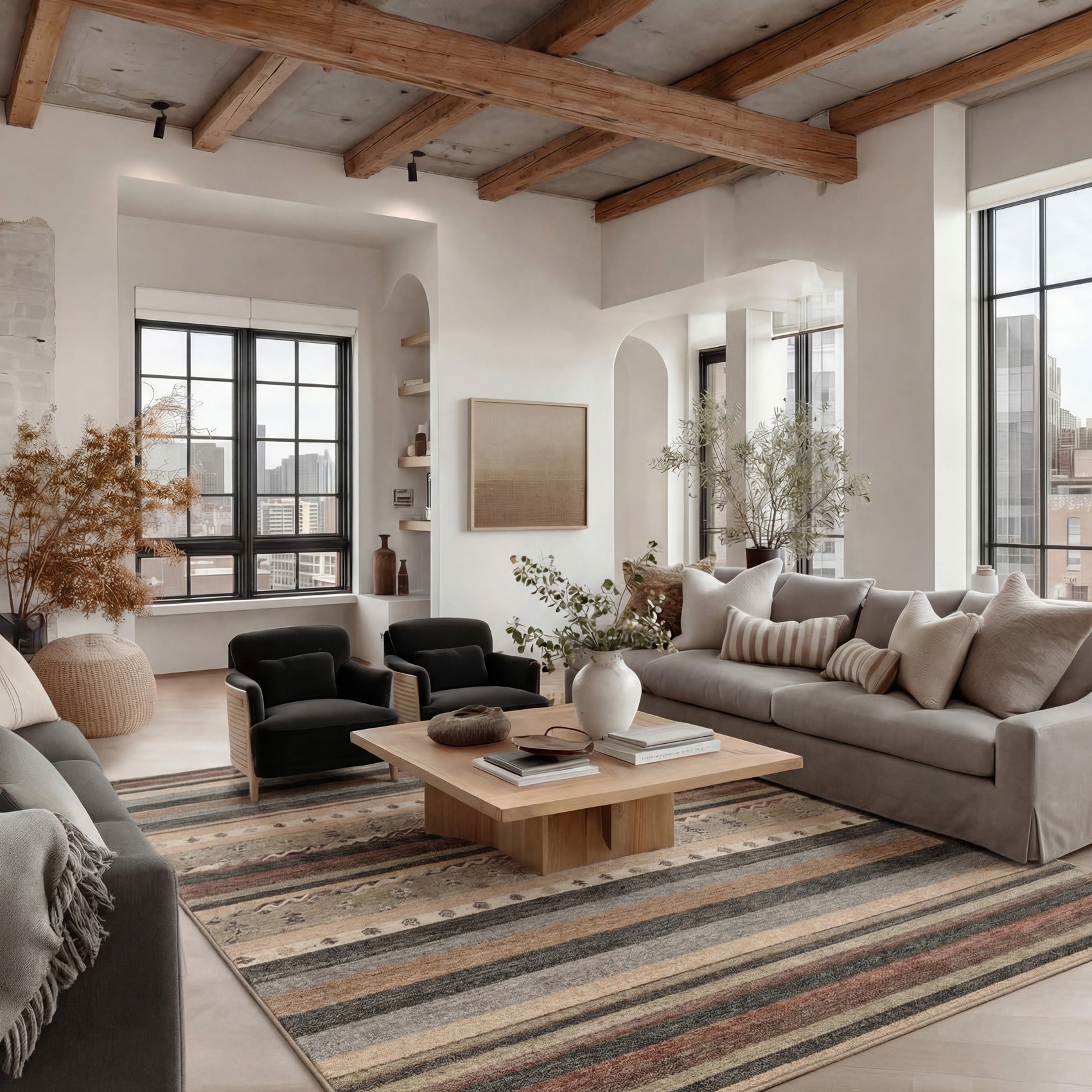 Washable Multicolour Berber Rug - Metz