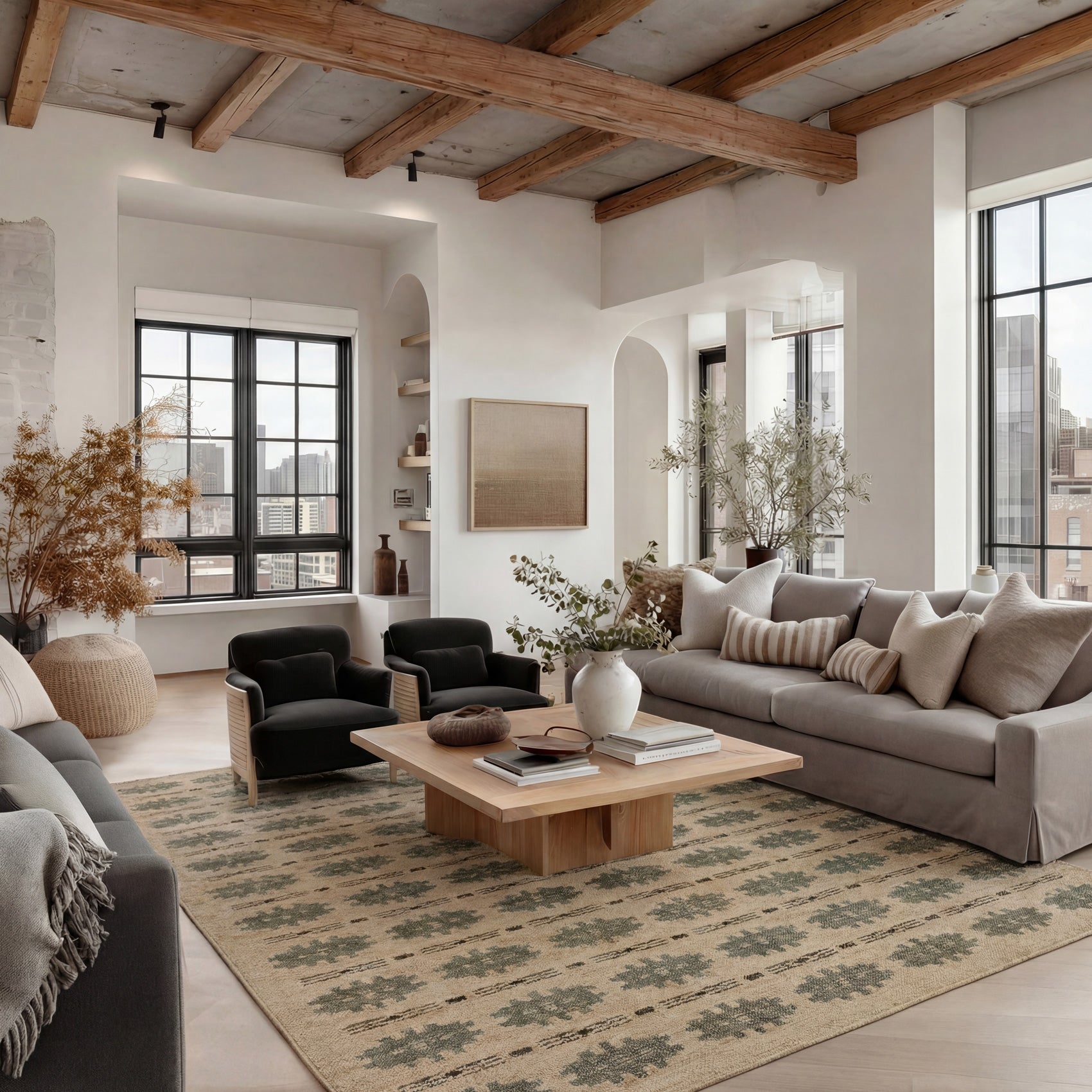 Washable Green Aztec Rug - Zev