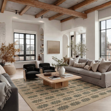 Washable Green Aztec Rug - Zev