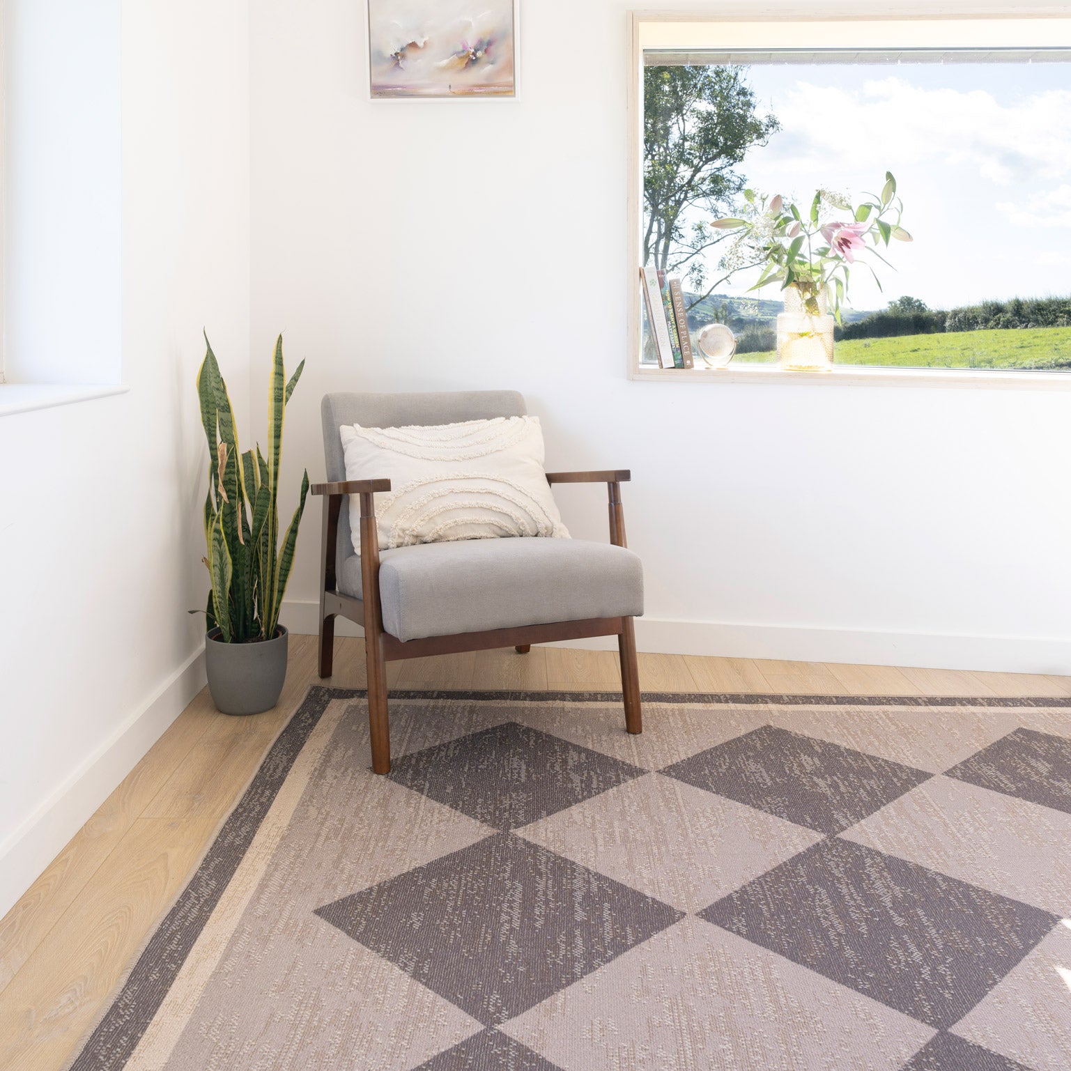 Washable Brown Harlequin Jute Style Rug - Suki