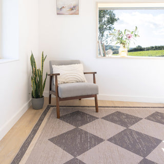 Washable Brown Harlequin Jute Style Rug - Suki