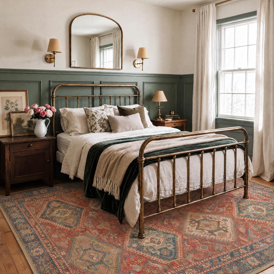 Washable Geo Red Rug - Hester