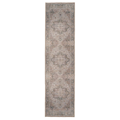 Washable Vintage Green Jute Style Runner - Cova
