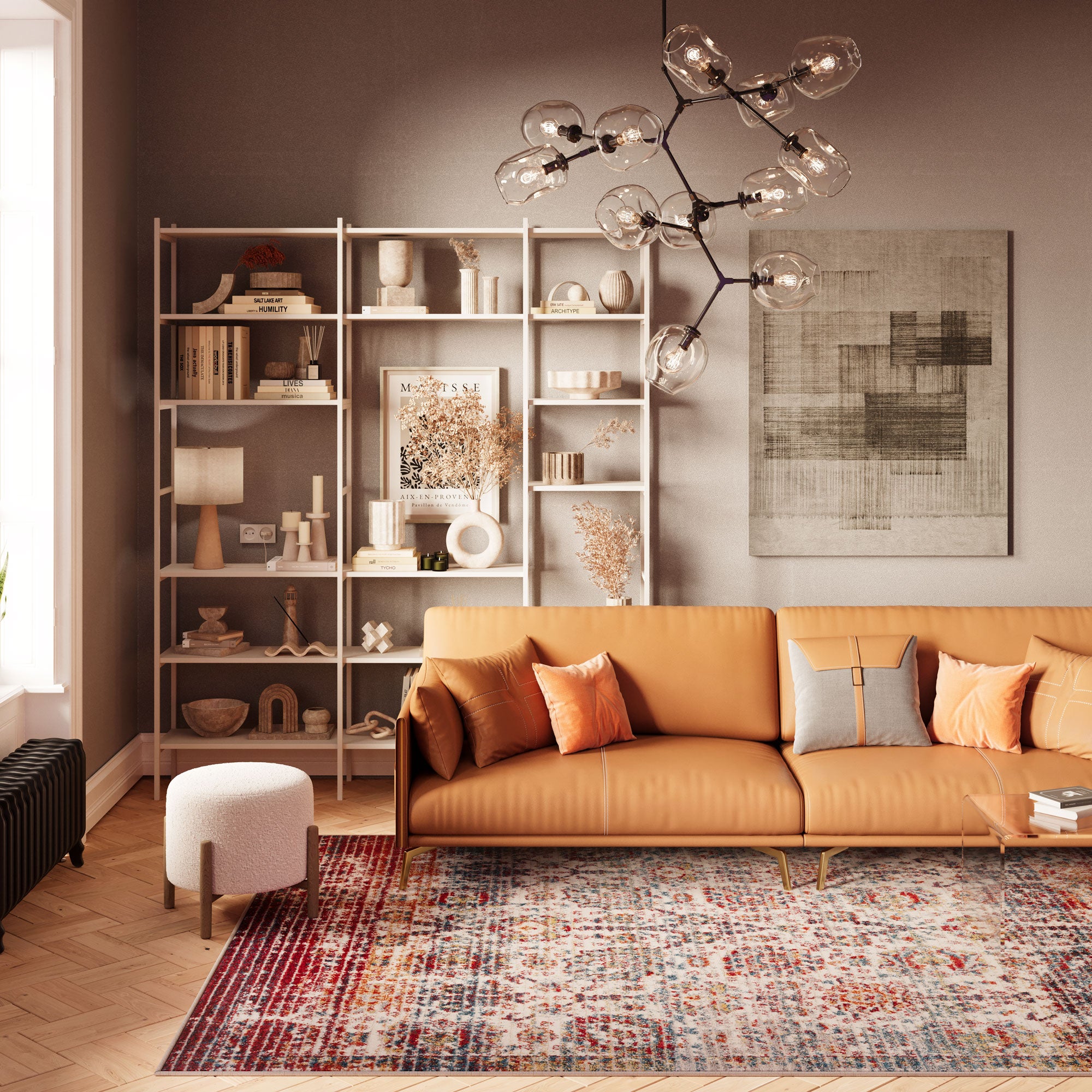 Carved Multicolour Area Rug - Florrie