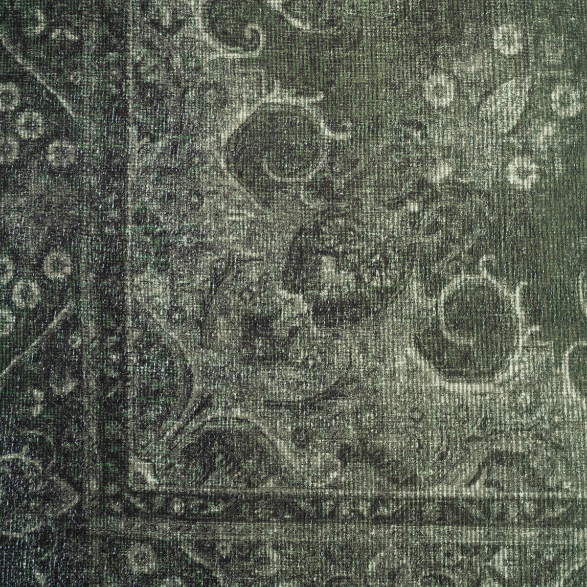 Soft Washable Green Medallion Runner - Maisie