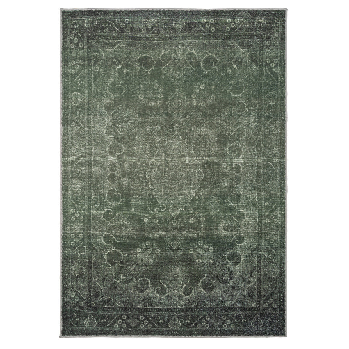 Soft Washable Green Medallion Rug - Maisie