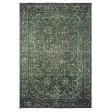 Soft Washable Green Medallion Rug - Maisie