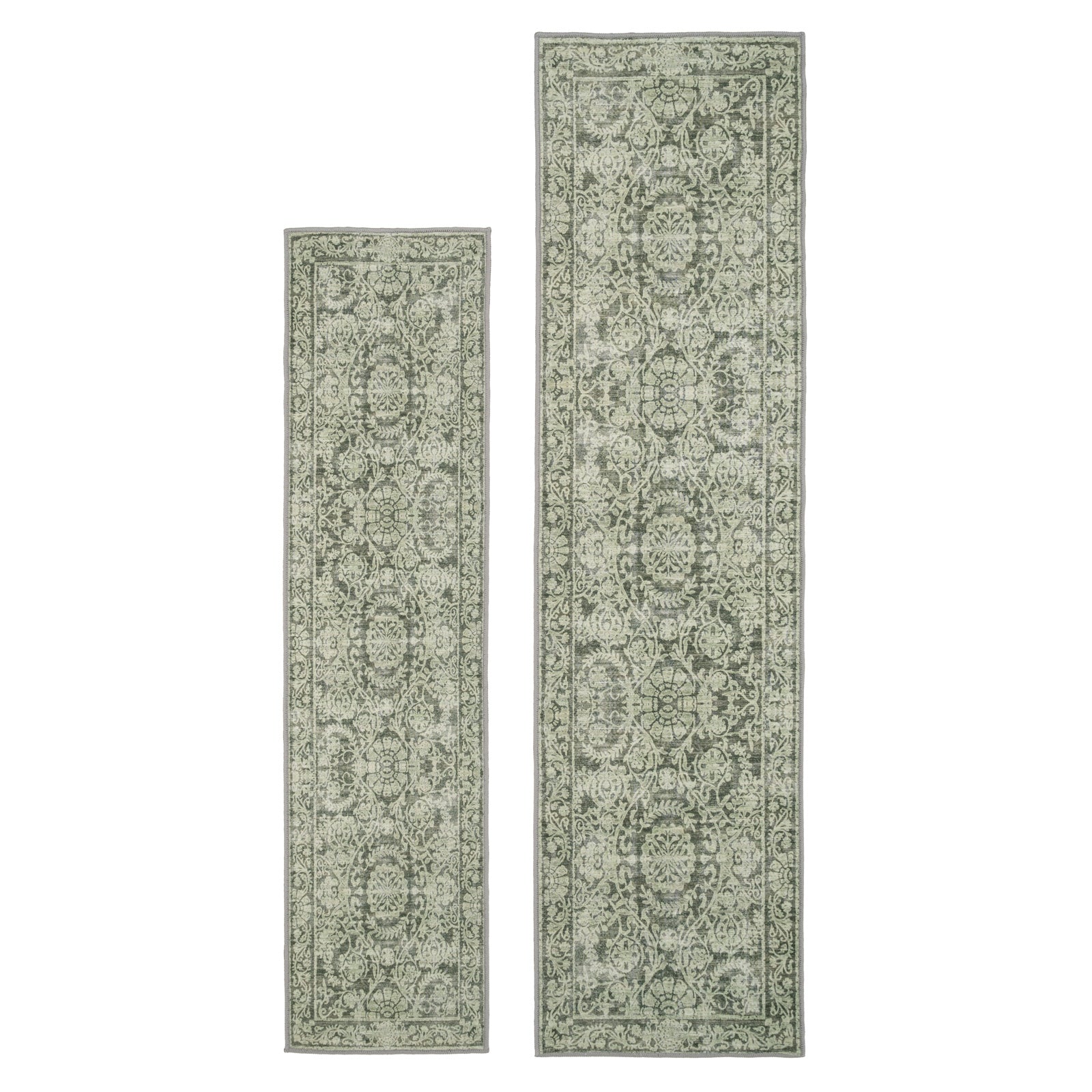 Soft Washable Green Motif Rug - Pippa