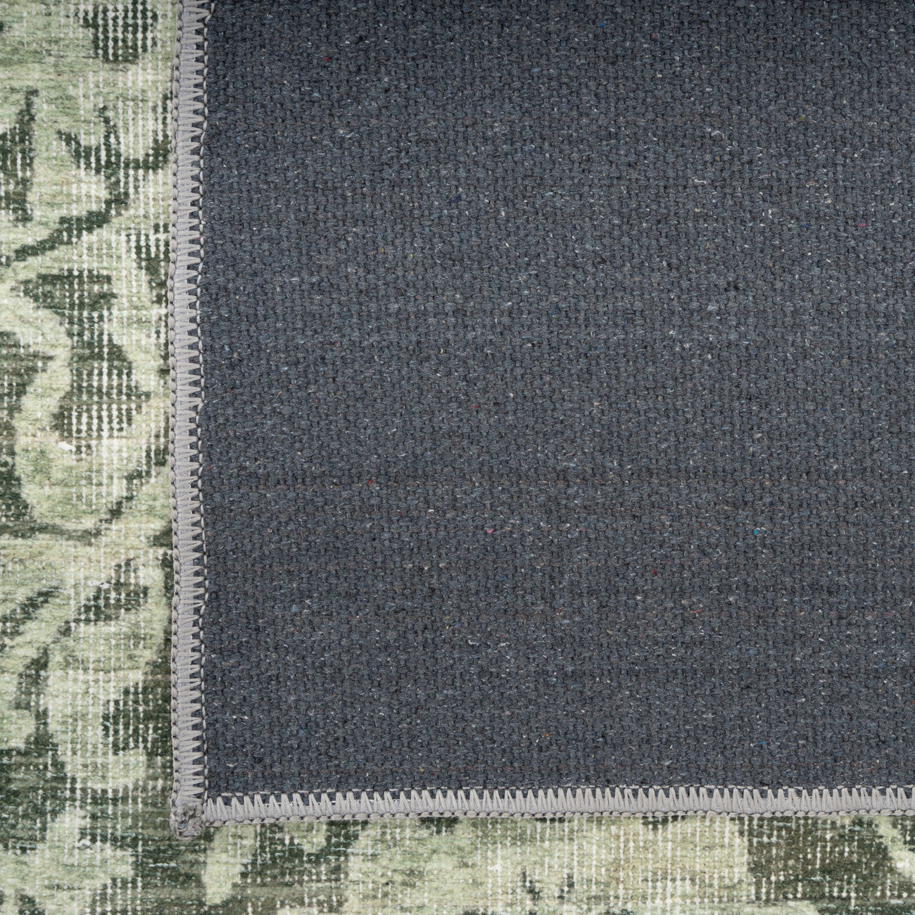 Soft Washable Green Motif Rug - Pippa