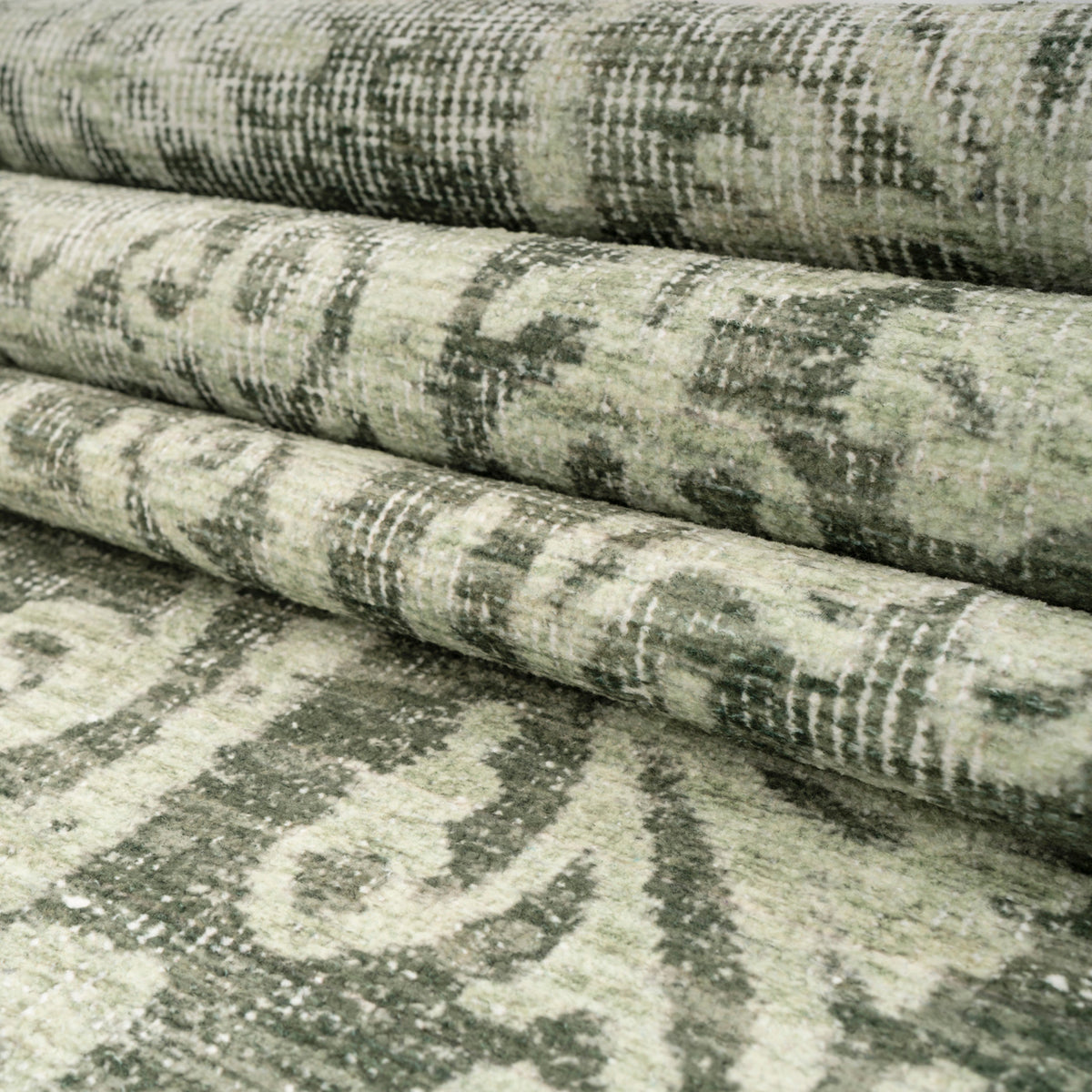 Soft Washable Green Motif Runner - Pippa