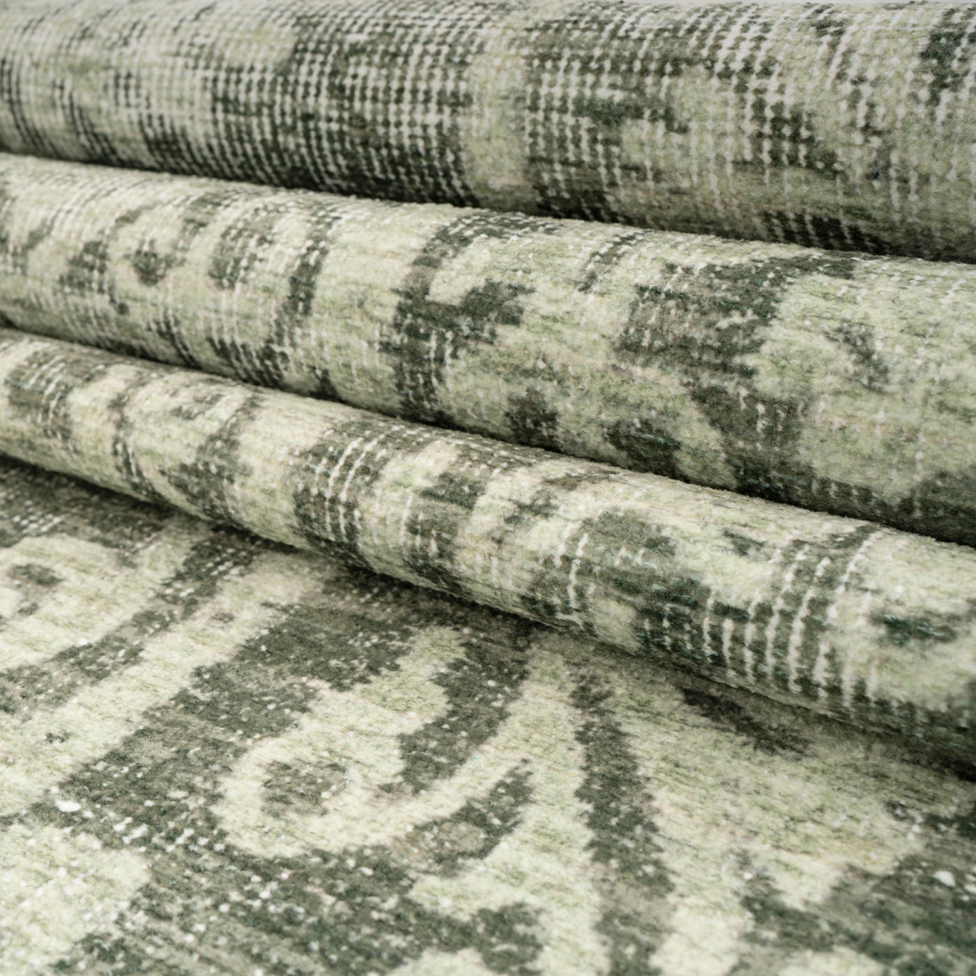 Soft Washable Green Motif Runner - Pippa