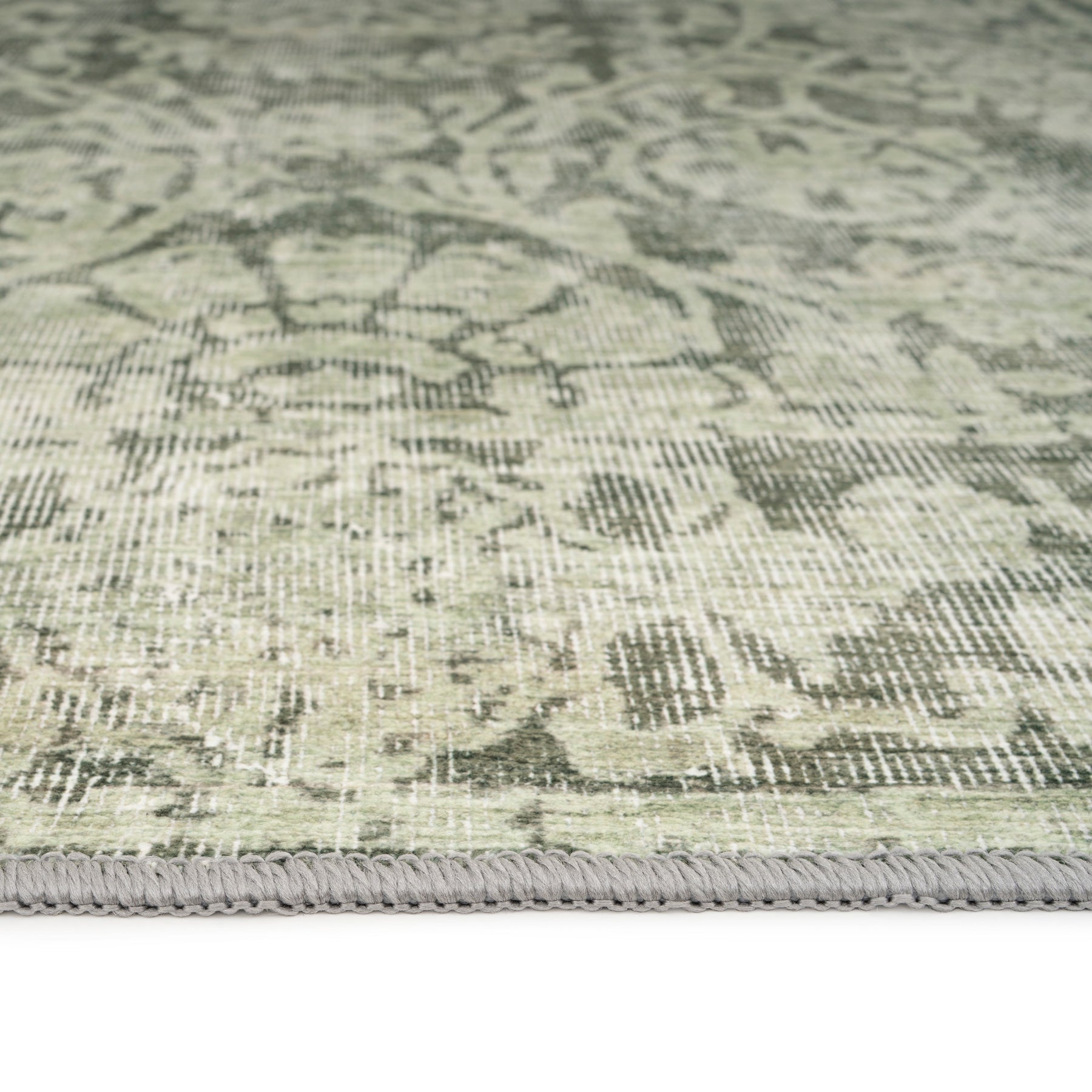 Soft Washable Green Motif Runner - Pippa