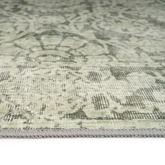 Soft Washable Green Motif Runner - Pippa