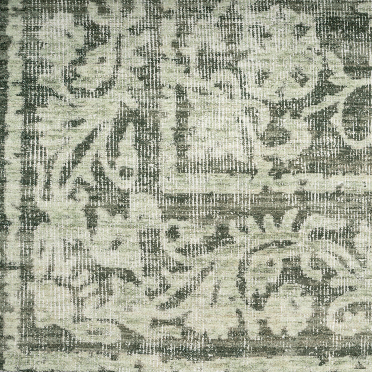 Soft Washable Green Motif Rug - Pippa