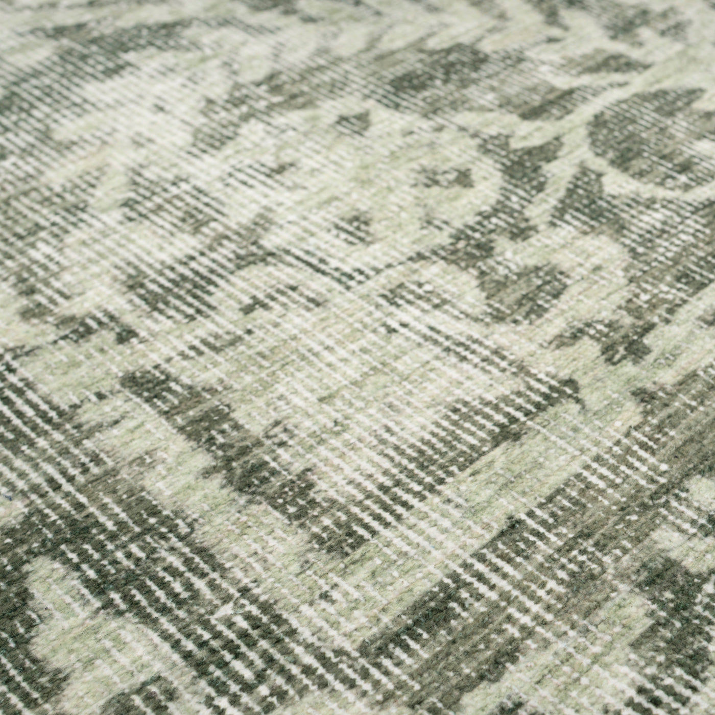 Soft Washable Green Motif Runner - Pippa