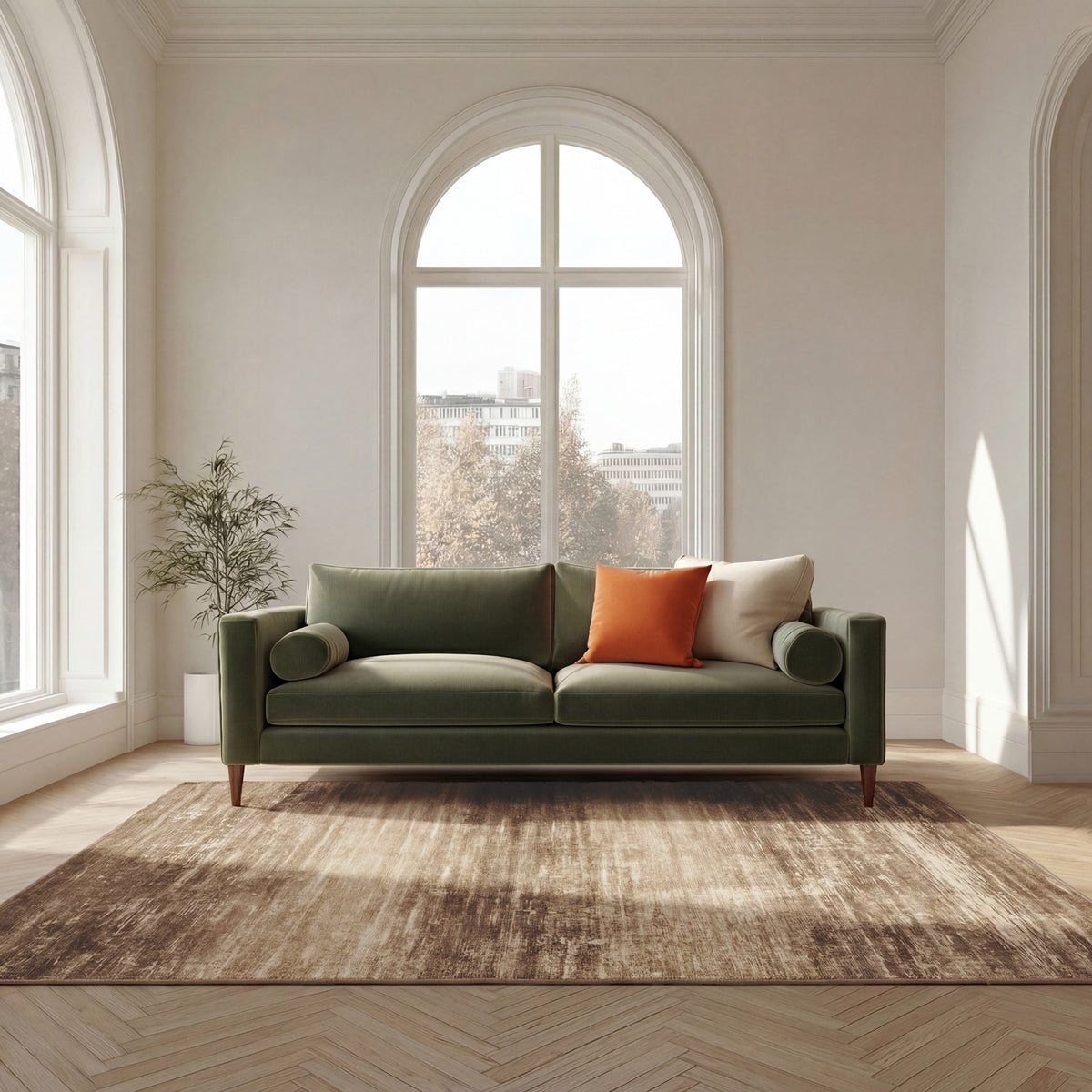 Soft Washable Mossy Brown Beige Rug - Ryn