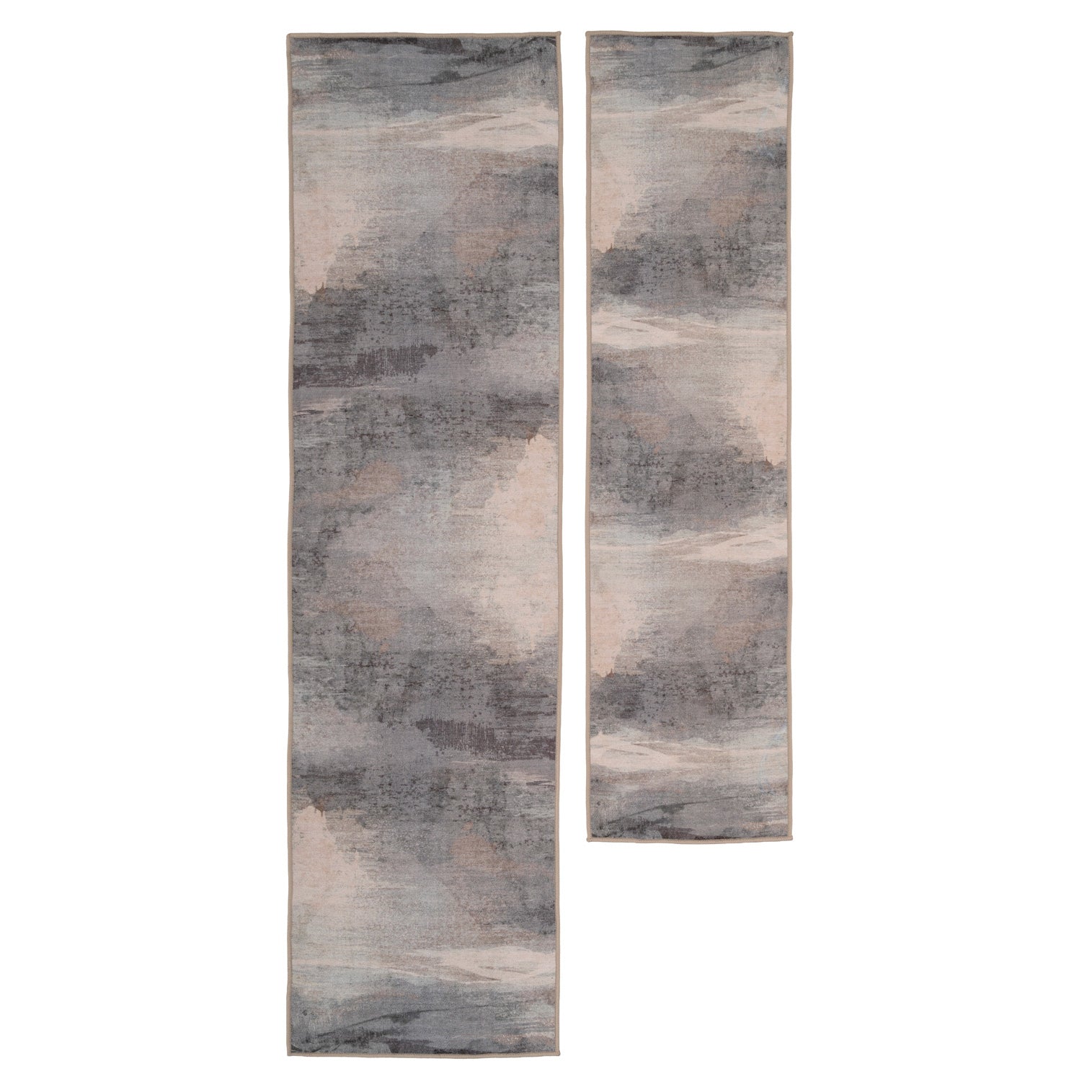 Soft Washable Grey Abstract Runner - Dara