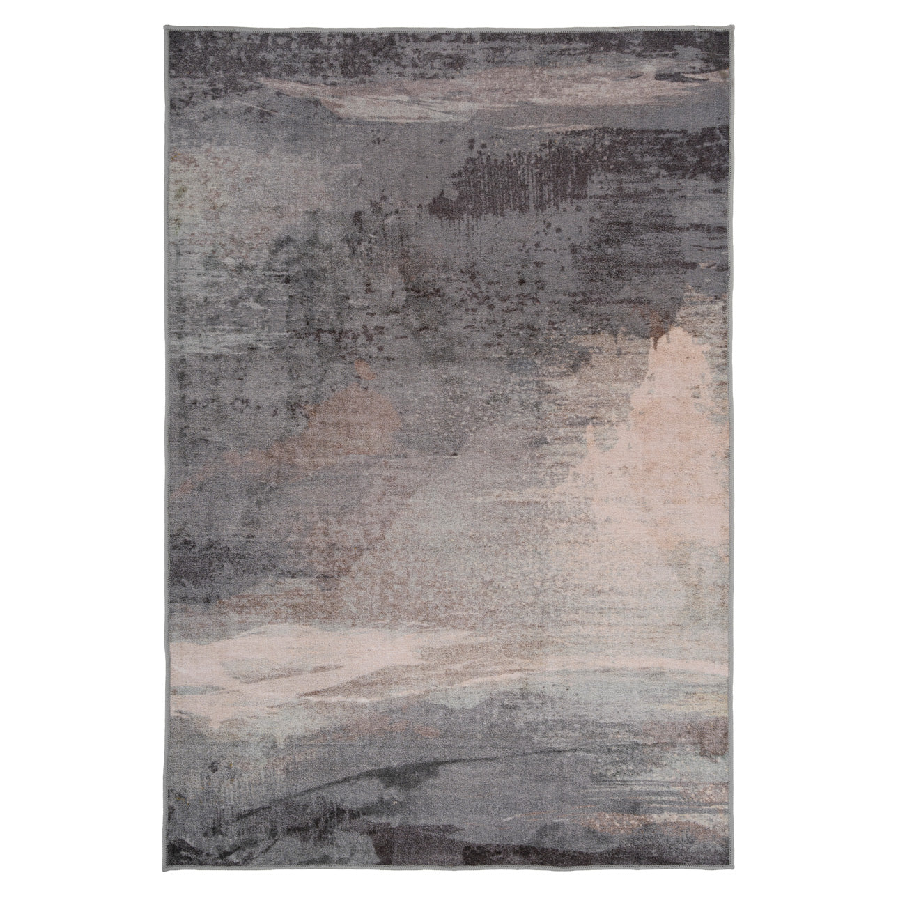 Soft Washable Grey Abstract Rug - Dara