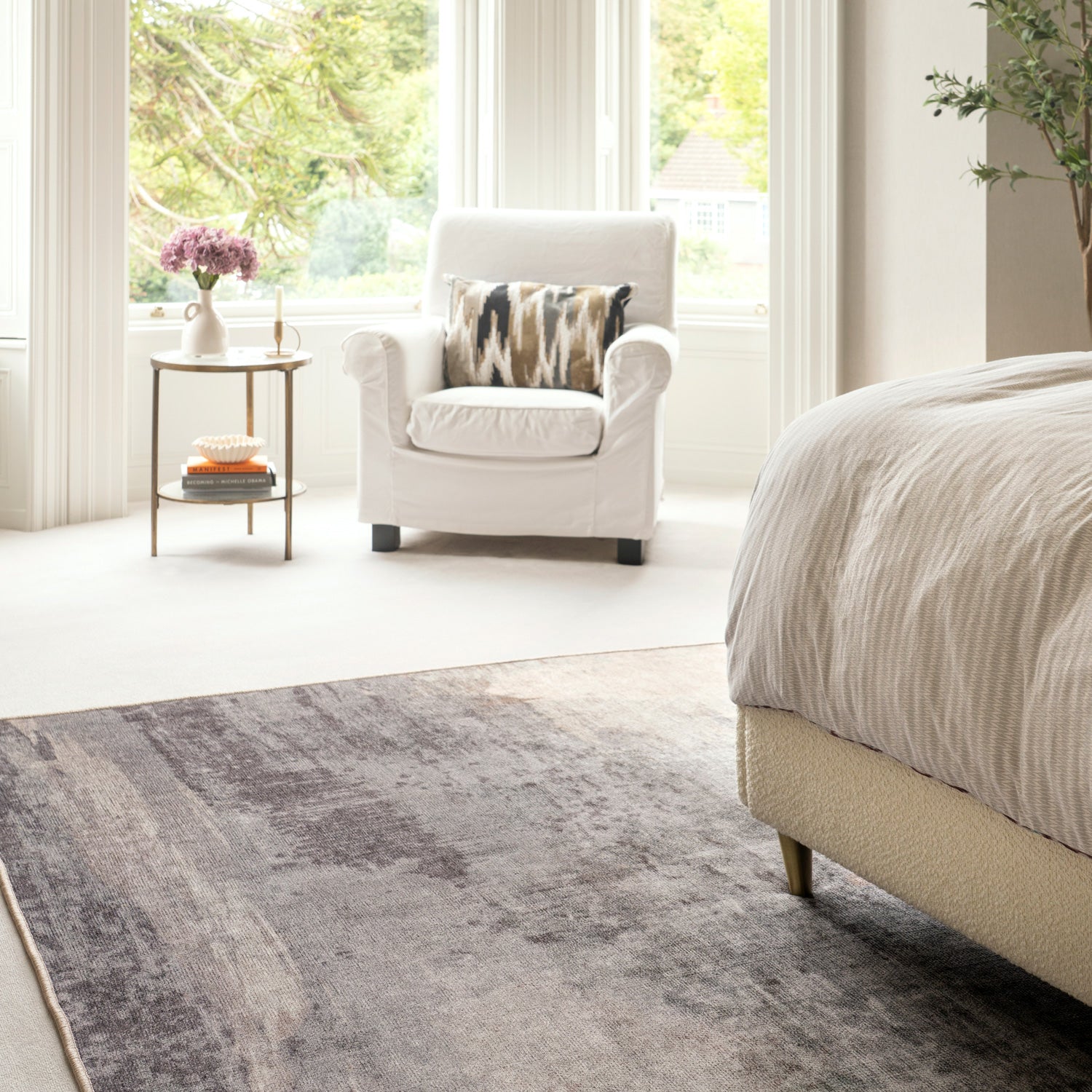 Soft Washable Grey Abstract Rug - Dara