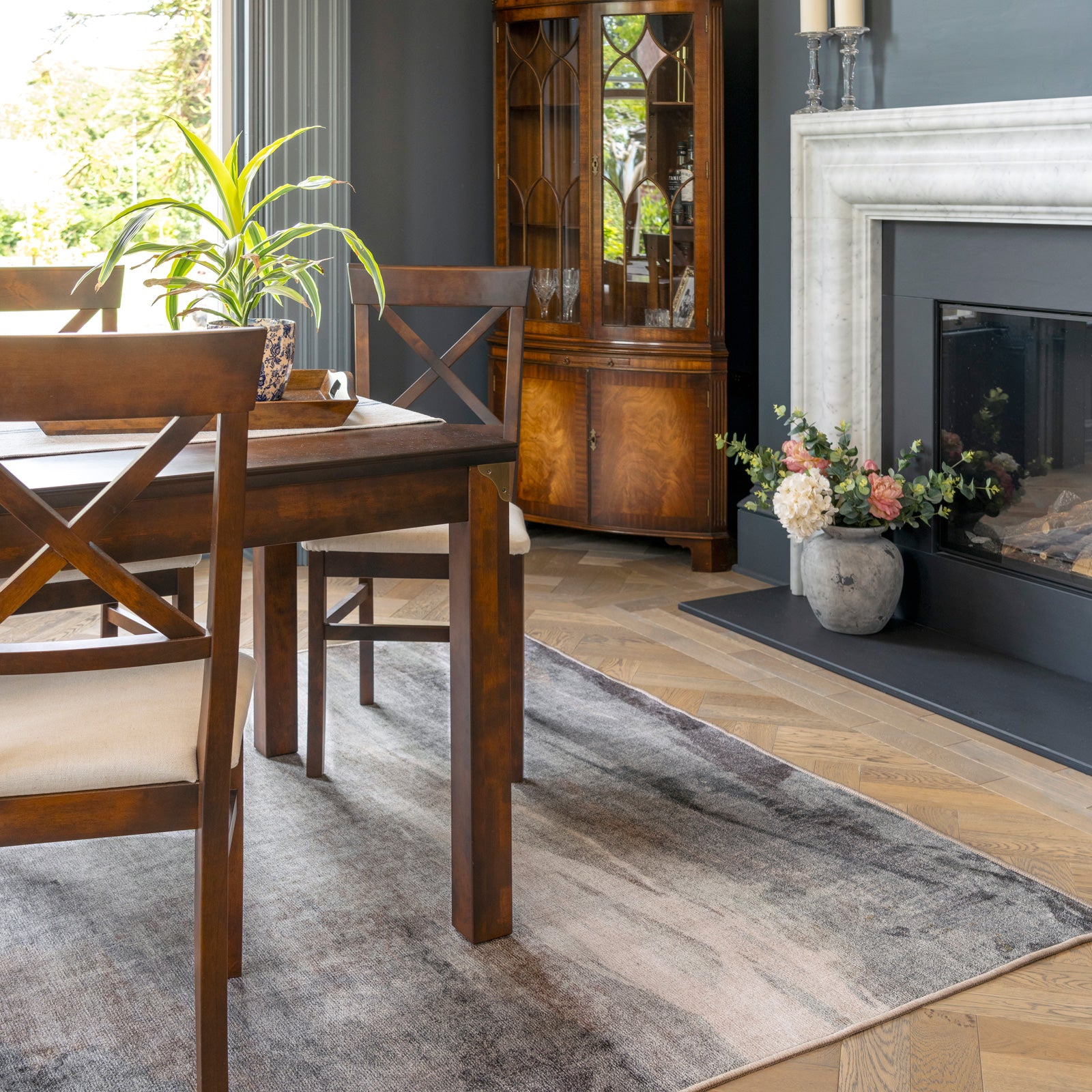 Soft Washable Grey Abstract Rug - Dara