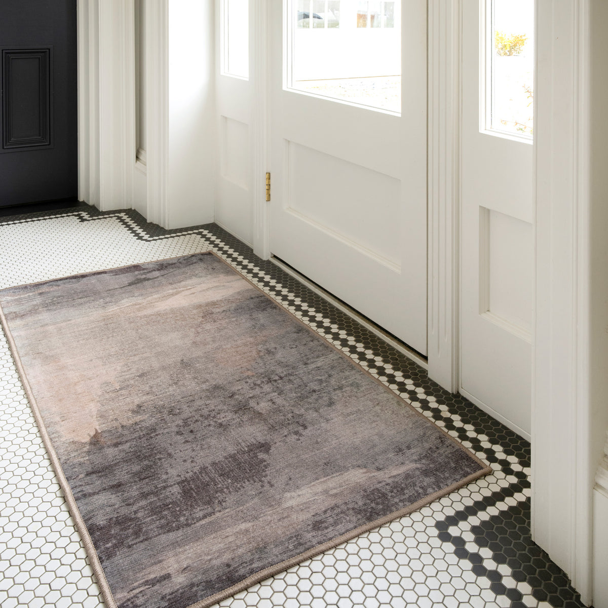 Soft Washable Grey Abstract Rug - Dara