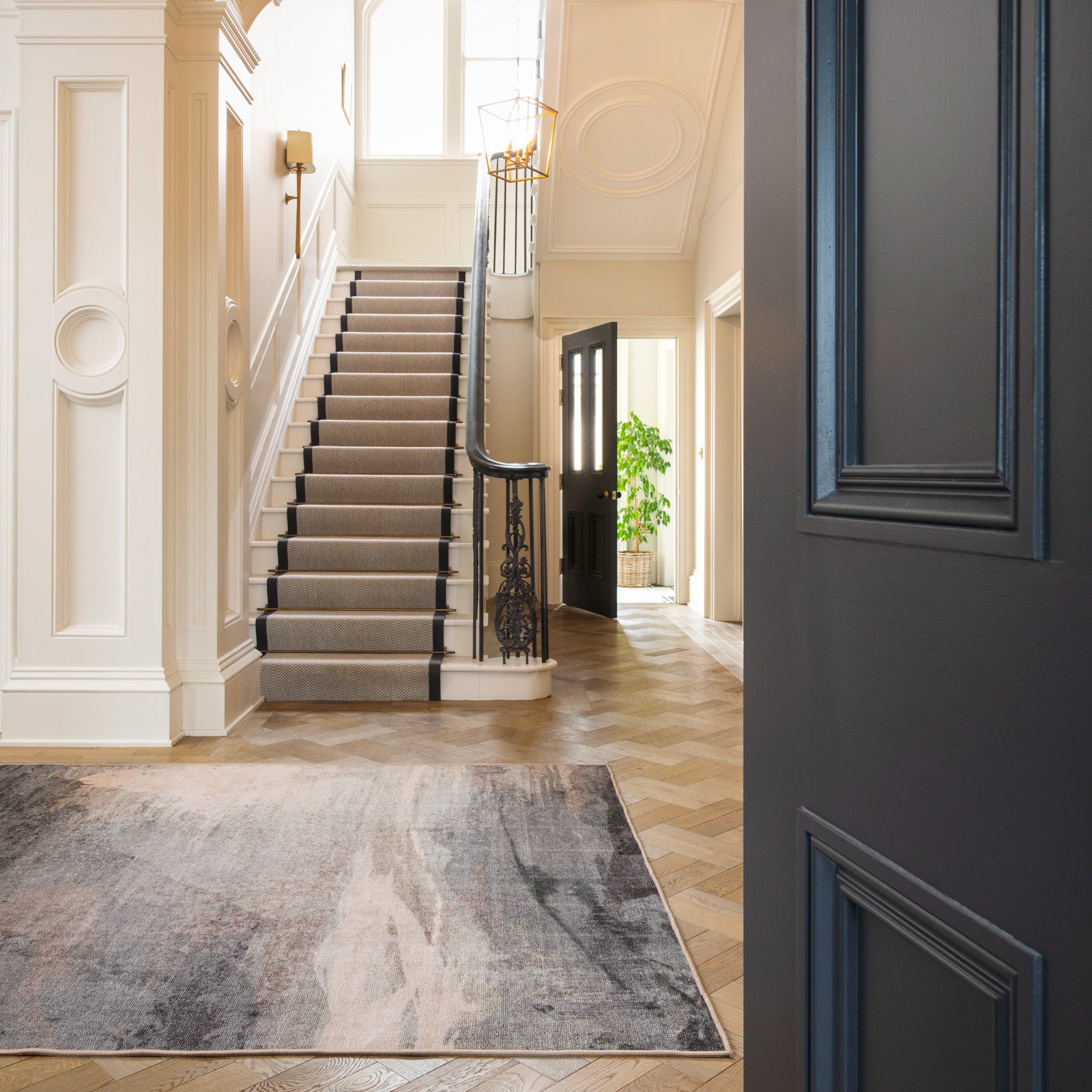 Soft Washable Grey Abstract Rug - Dara