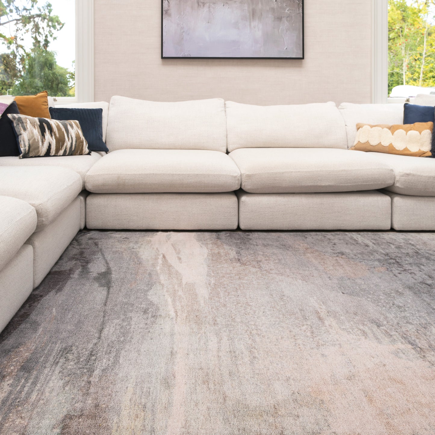 Soft Washable Grey Abstract Rug - Dara | Living Room Rugs | Kukoon Rugs ...
