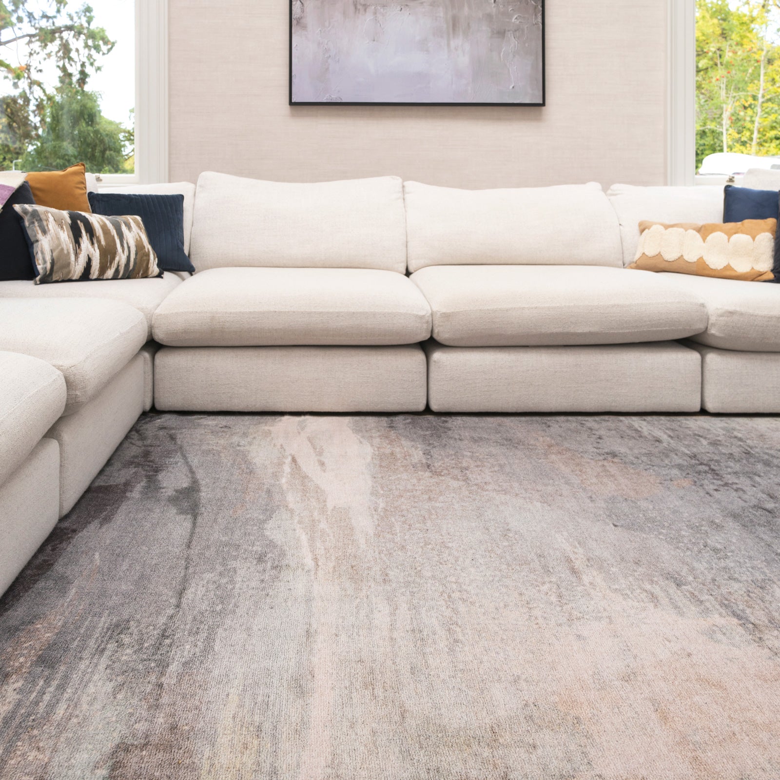 Soft Washable Grey Abstract Rug - Dara