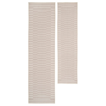 Soft Washable Beige Geometric Runner - Faye