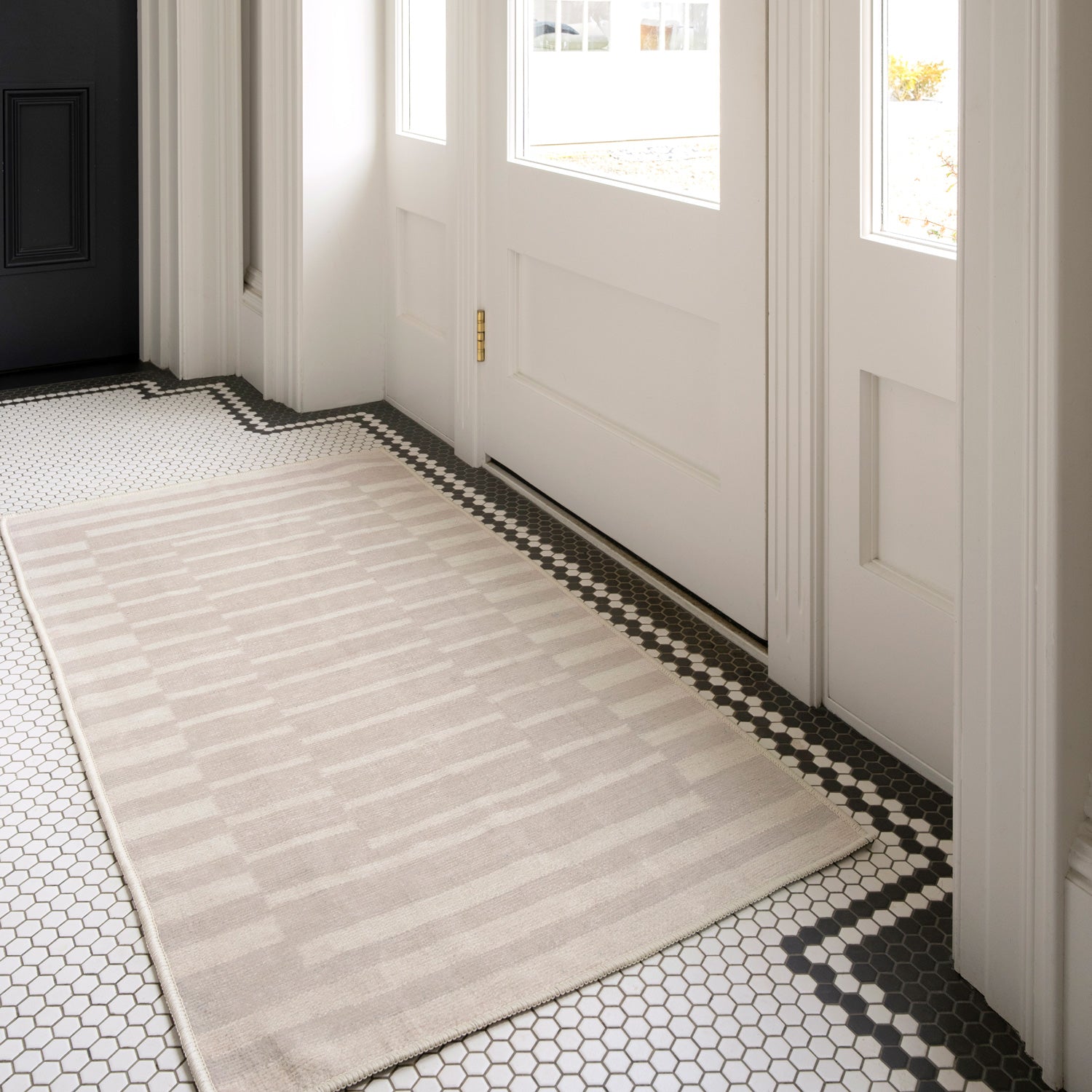 Soft Washable Beige Indoor Mat - Faye