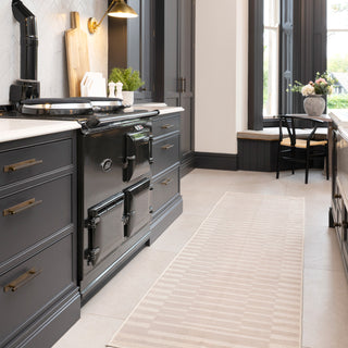 Soft Washable Beige Geometric Runner - Faye