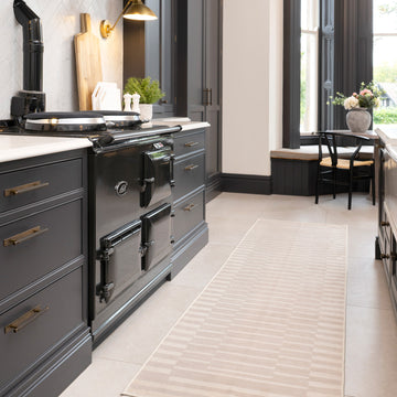 Soft Washable Beige Geometric Runner - Faye