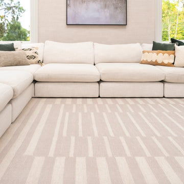Soft Washable Beige Geometric Rug - Faye