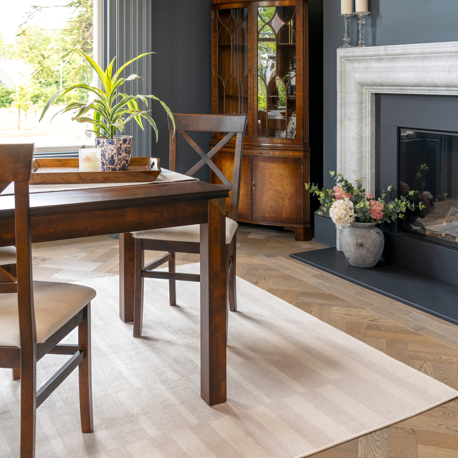 Soft Washable Beige Geometric Rug - Faye