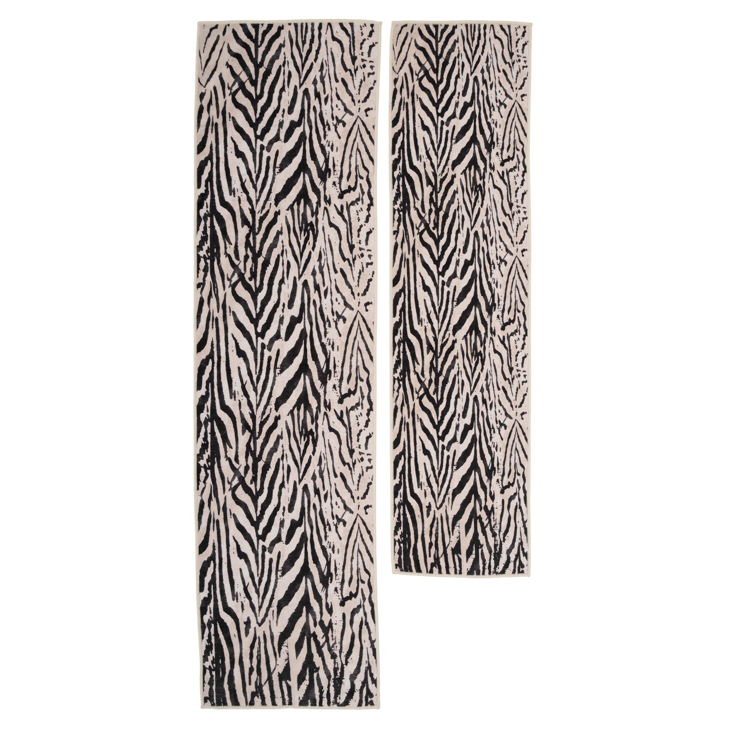 Soft Washable Black Zebra Print Runner - Ida
