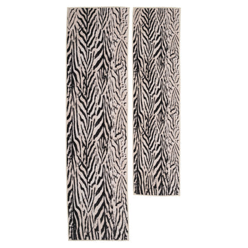 Soft Washable Black Zebra Print Runner - Ida