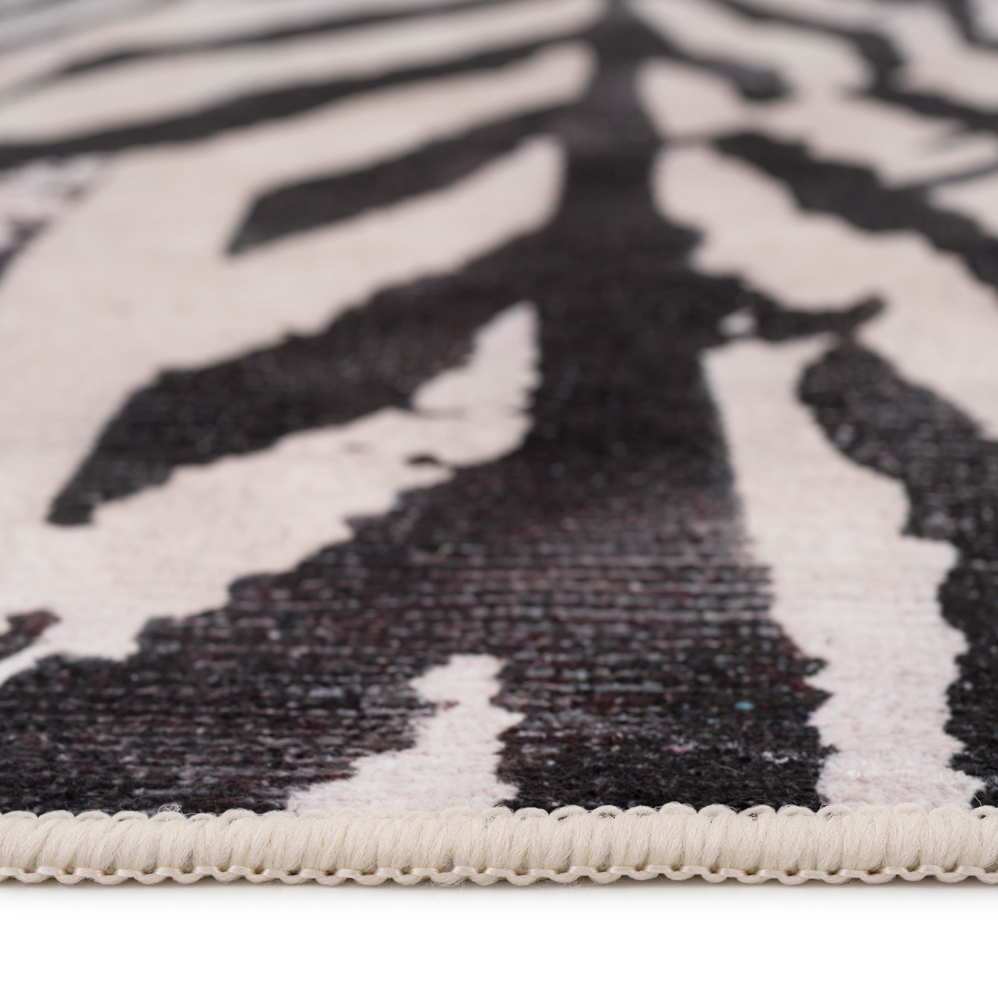 Soft Washable Black Zebra Print Runner - Ida
