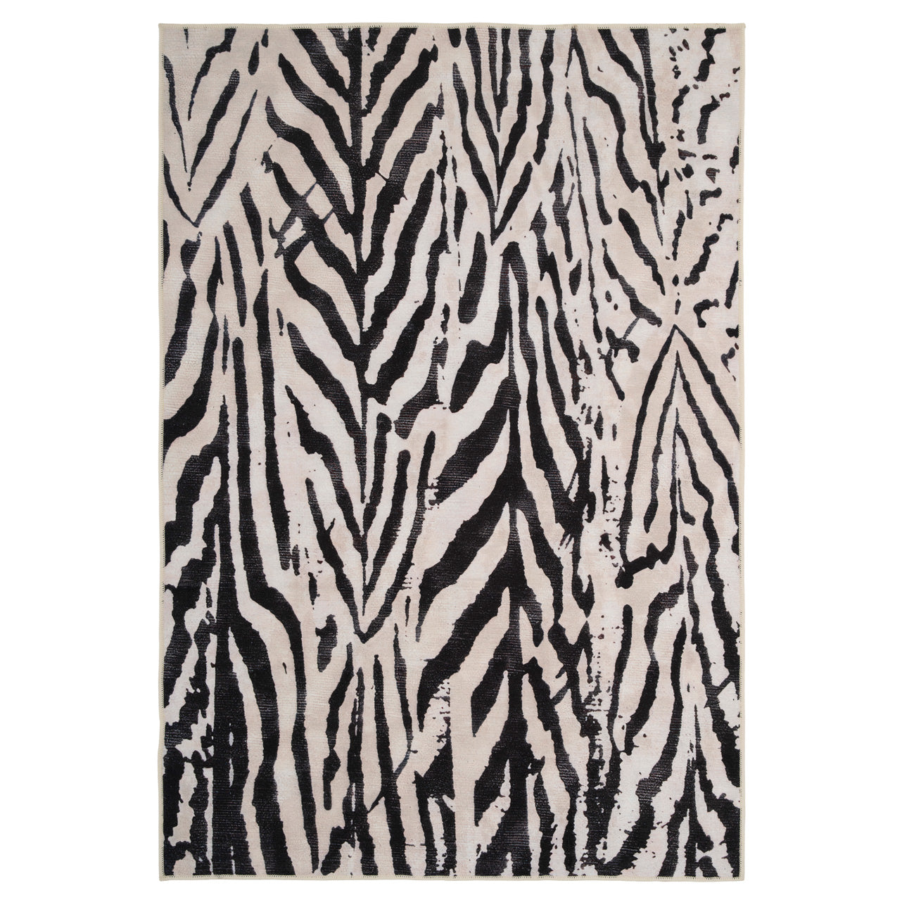 Soft Washable Black Zebra Print Rug - Ida
