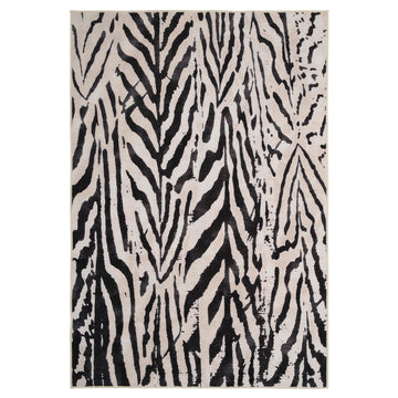 Soft Washable Black Zebra Print Rug - Ida