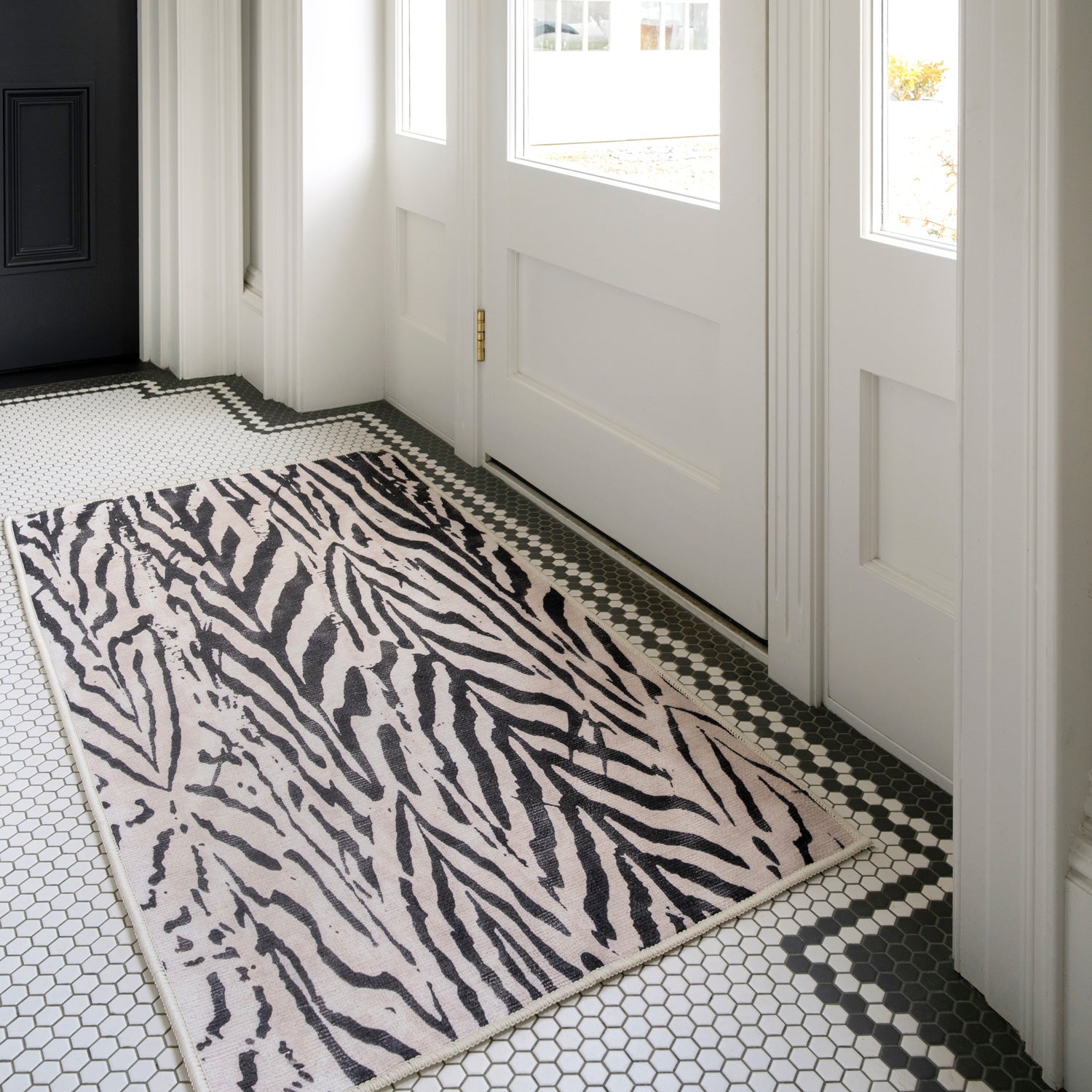 Soft Washable Zebra Indoor Mat - Ida